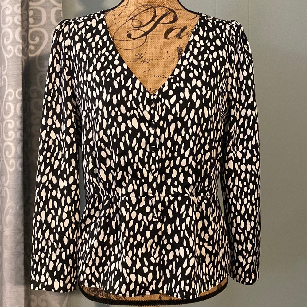 J Crew Peplum Leopard/Animal Print Blouse